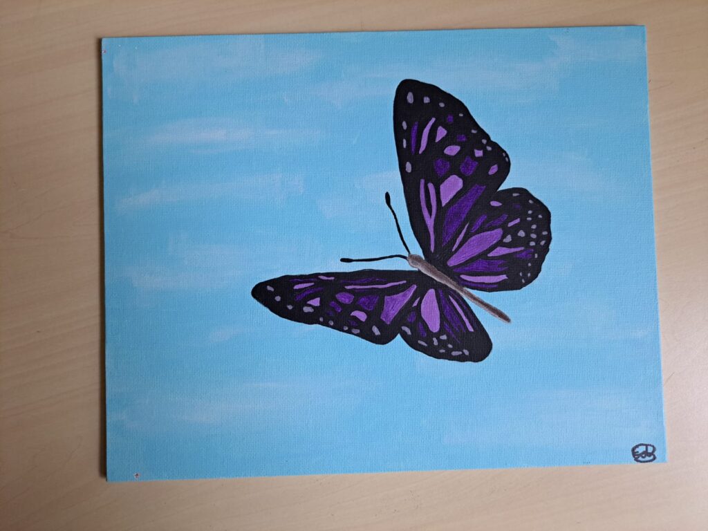 Acryl verf schilderij van een vlinder